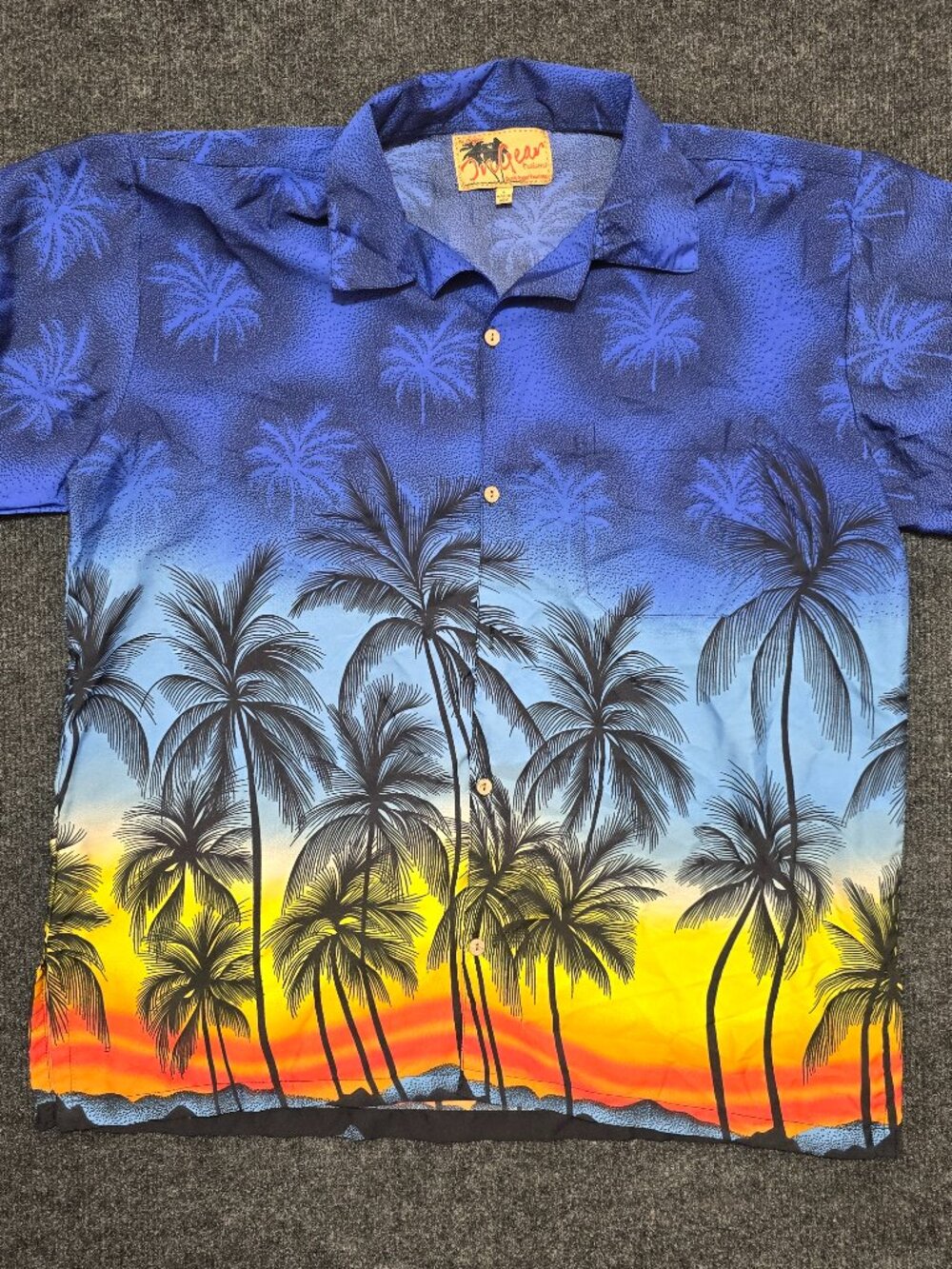 InGear Fashions Hawaiian Shirt Men’s L Tropical Palm Tree Sunset Button Up Made